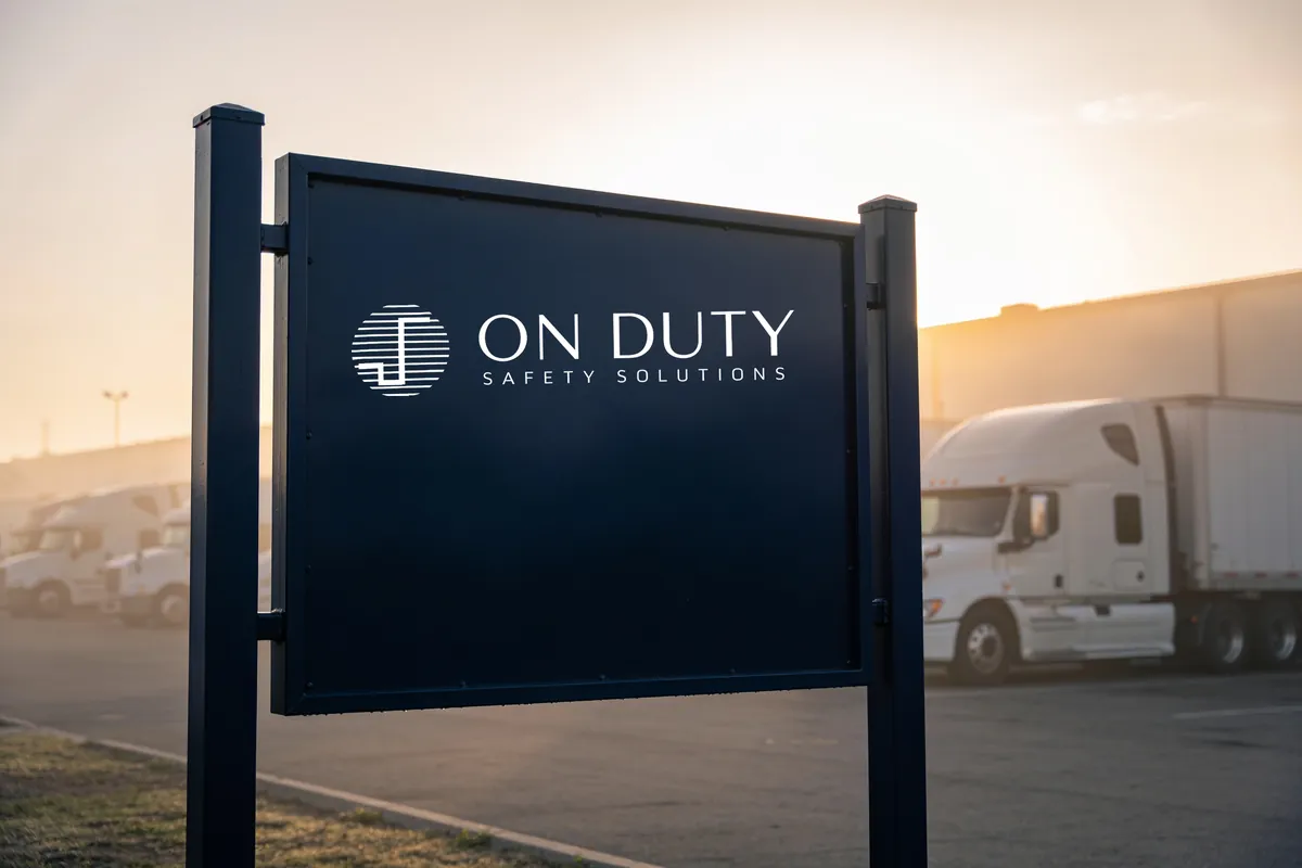 On Duty sign at a truck yard
